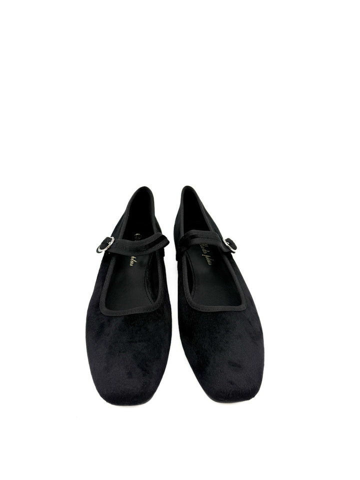 Elegantes Merceditas de Terciopelo con Hebilla