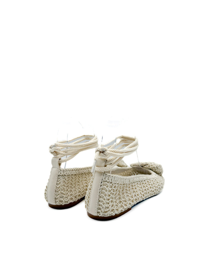 Bailarina Color Beige de Crochet Empeine Flor
