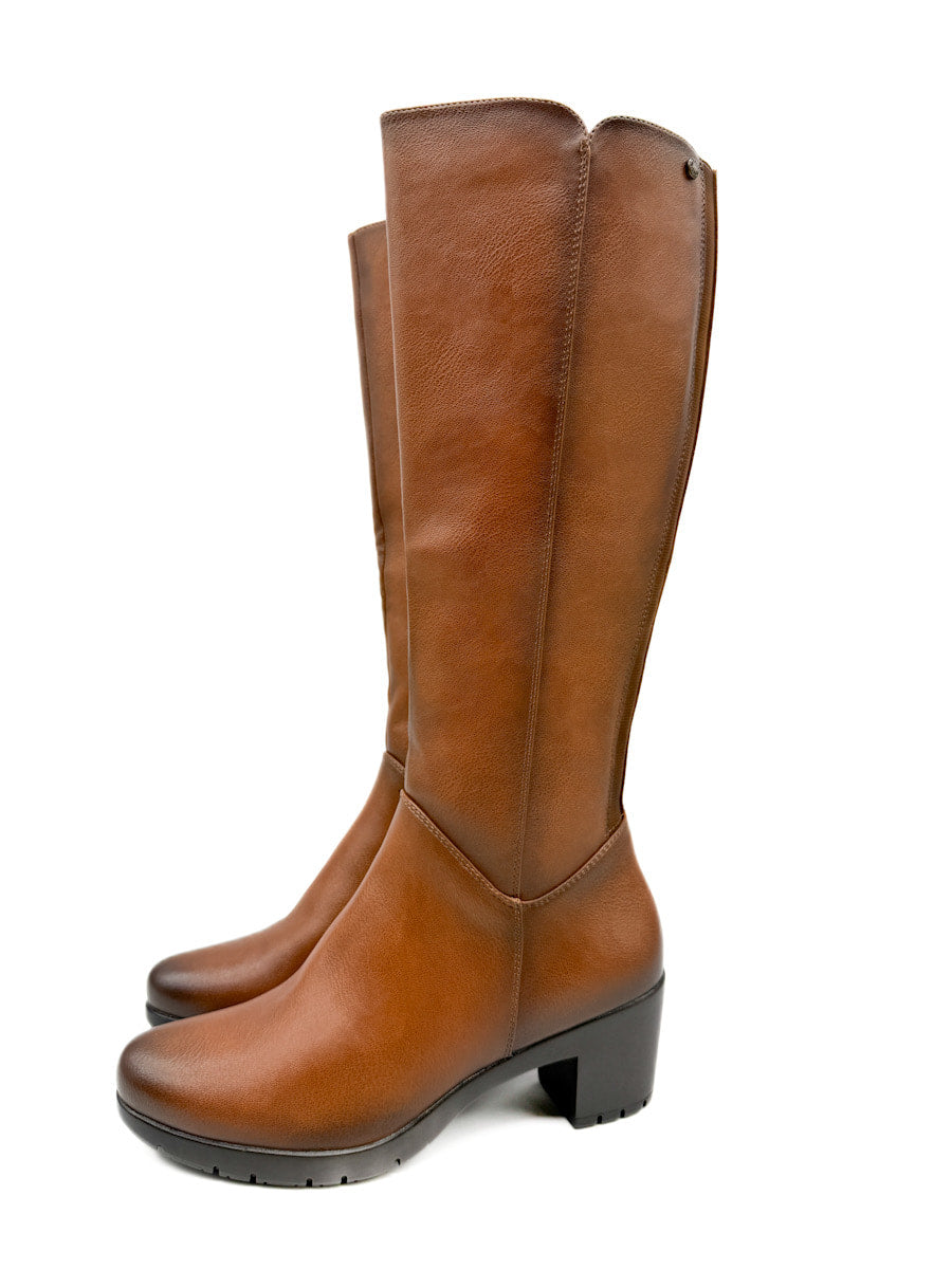 Botas Altas de Caña Recta con Tacón Cuadrado y Cremallera