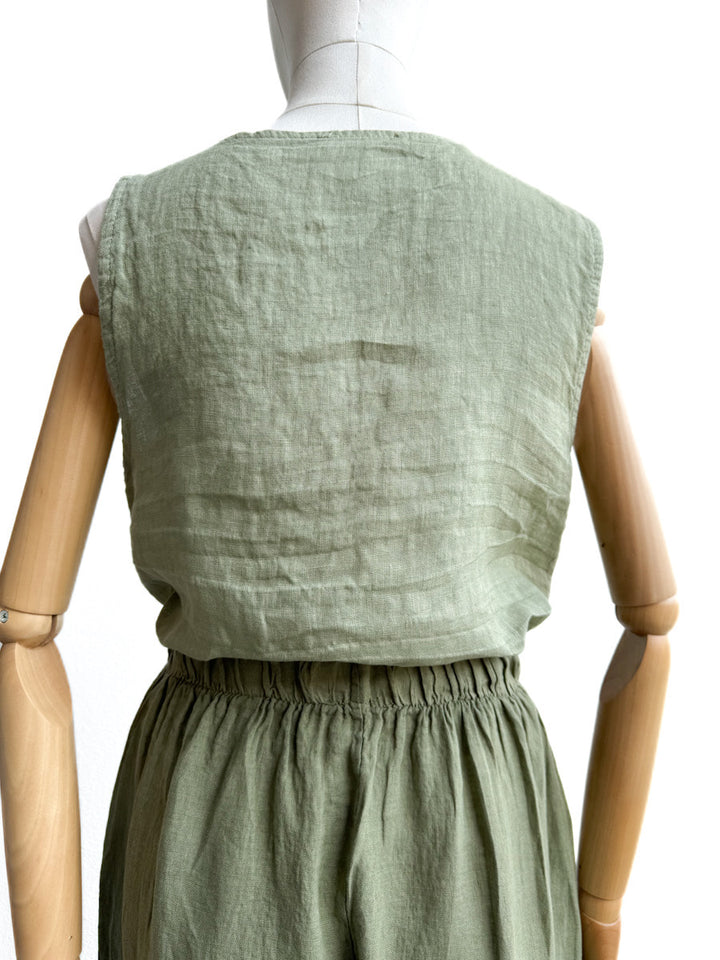 Chaleco de Lino Natural con Botones