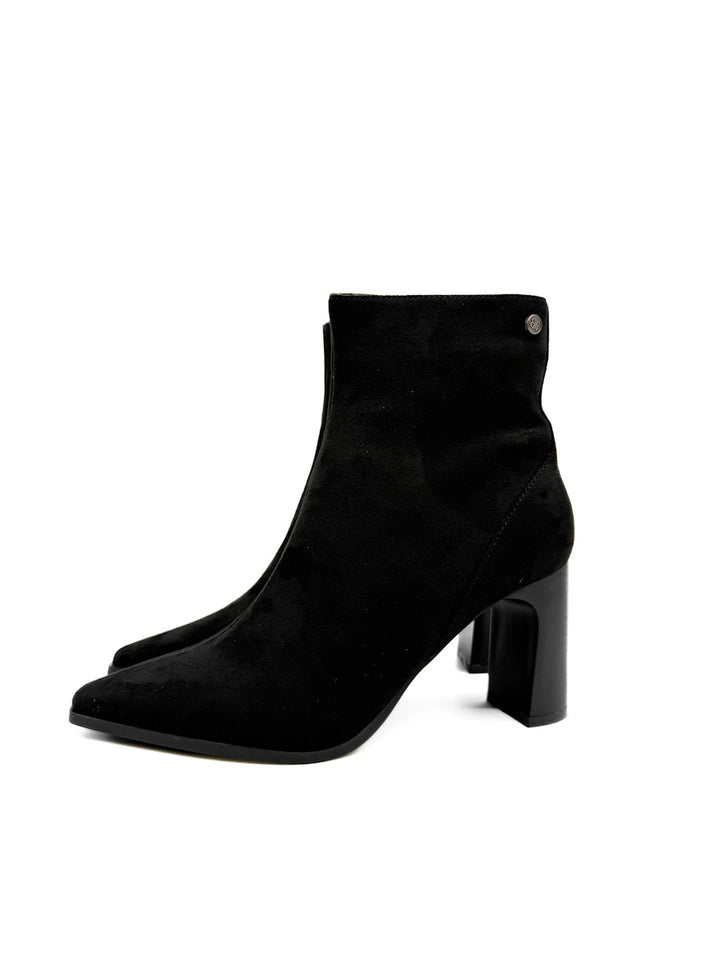 Botines de Antelina con Tacón Ancho y Punta Afilada