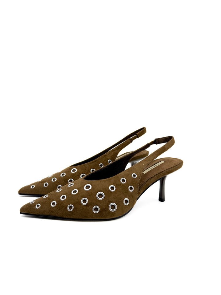 Zapatos de Tacón Destalonado con Ojales Metálicos Corina M5775