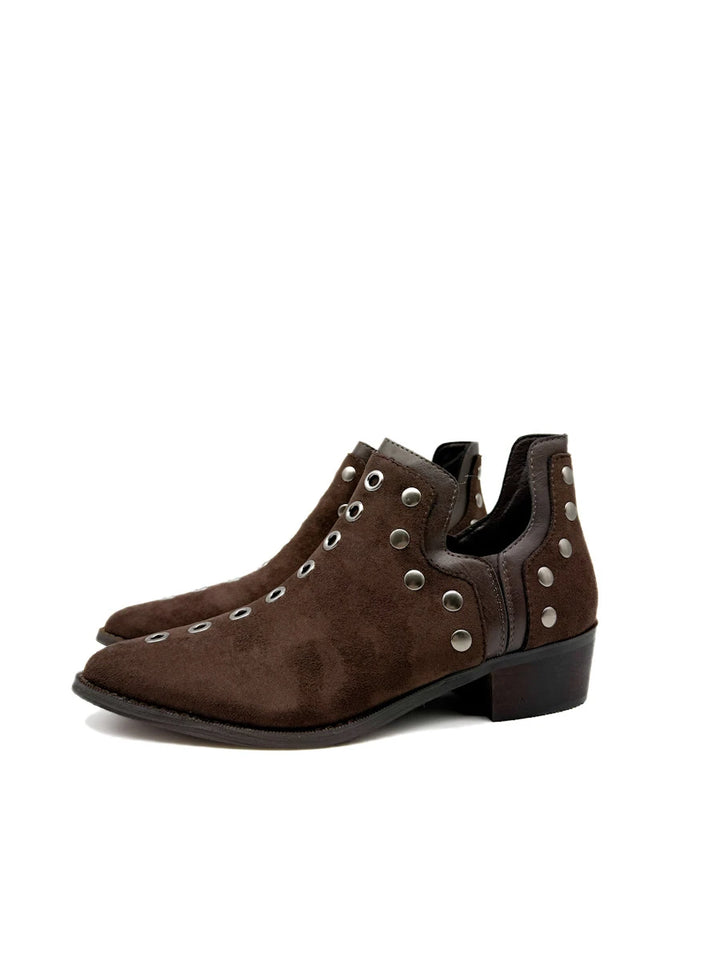Botines cowboy con tachuelas y cremallera lateral