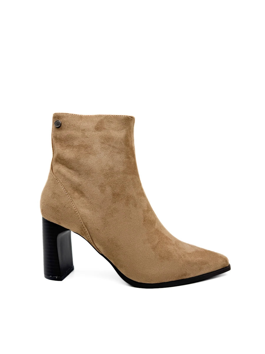 Botines de Antelina con Tacón Ancho y Punta Afilada