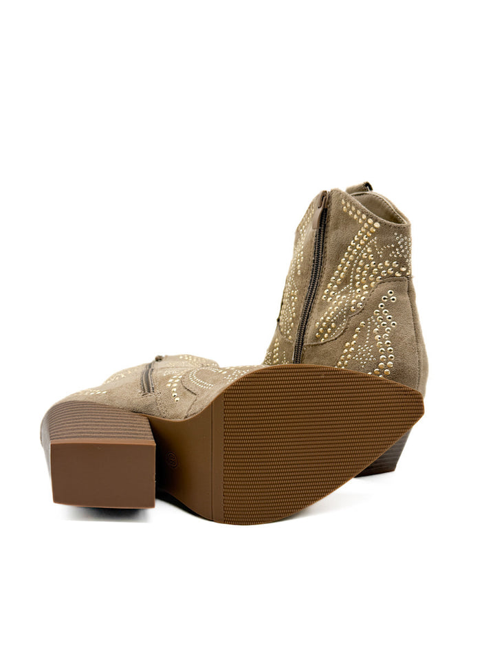 Botines Cowboy de Antelina con Tachuelas Decorativas