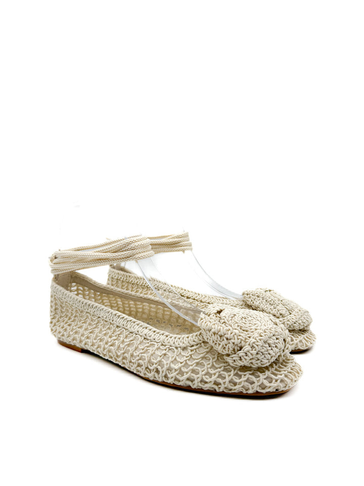 Bailarina Color Beige de Crochet Empeine Flor