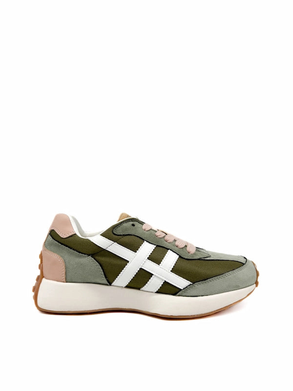 Zapatilla Retro Deportiva Bicolor Corina M5555 Kahki Rosa