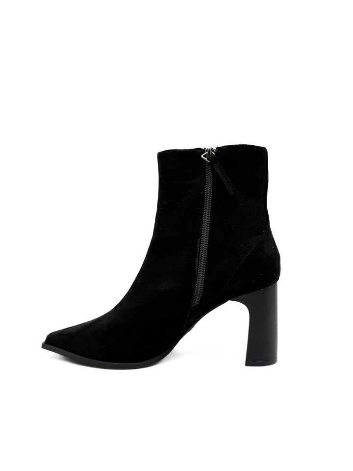 Botines de Antelina con Tacón Ancho y Punta Afilada