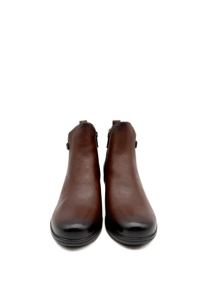 Botines de Tacón Ancho con Hebilla Decorativa y Cremallera