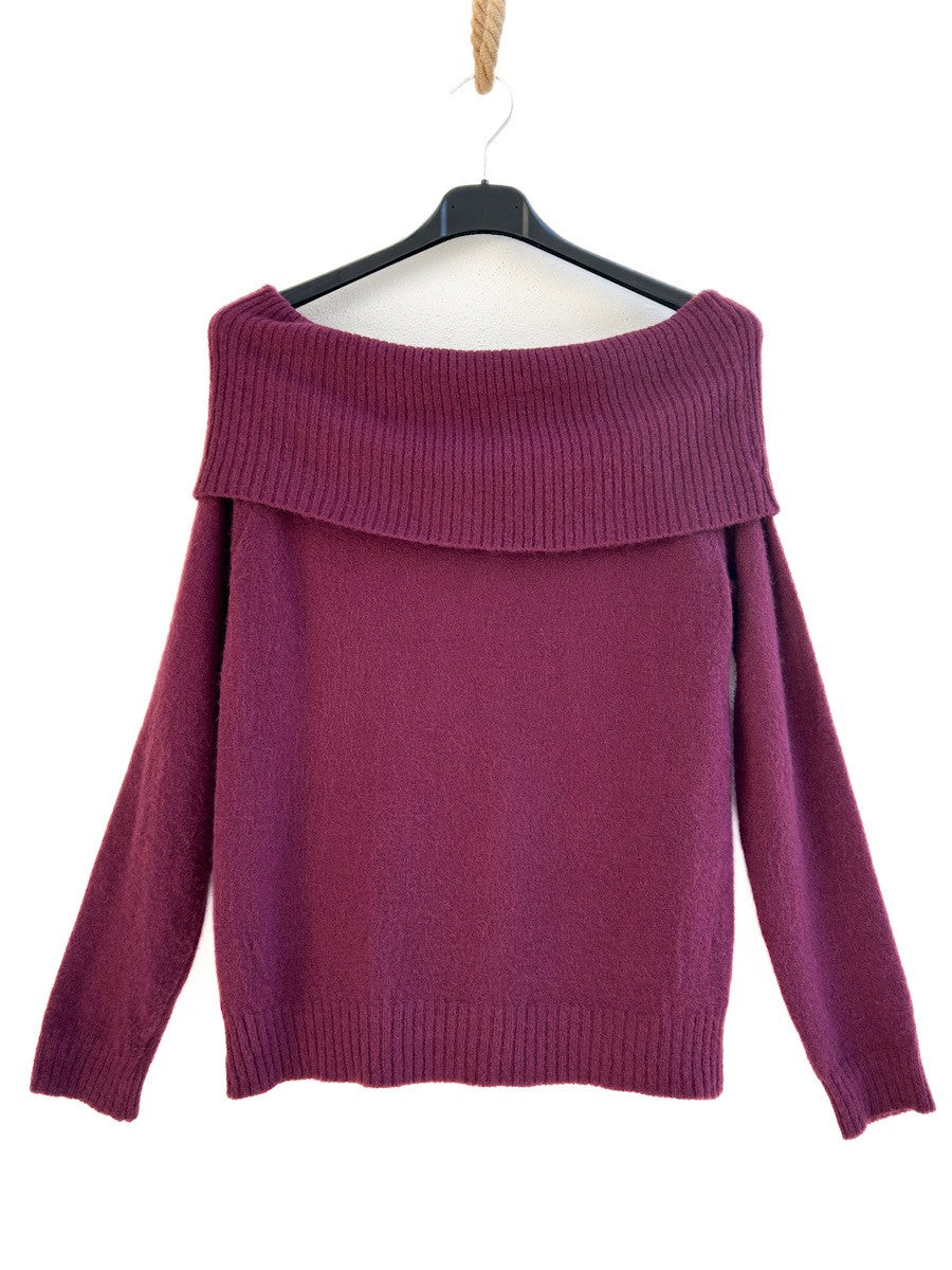 Jersey de punto con hombros al descubierto Granate