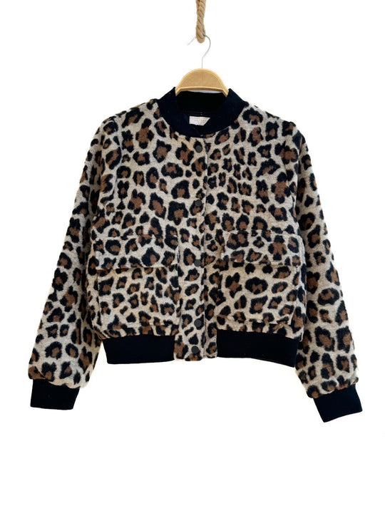 Bomber Animal Print De Paño Beige