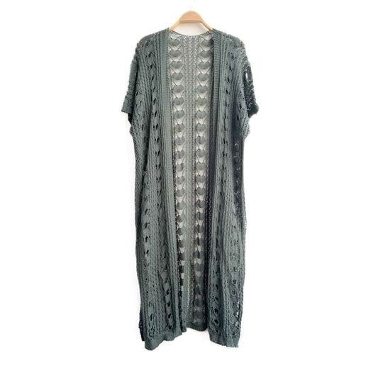 Kimono calado estilo perlé para mujer Verde Única