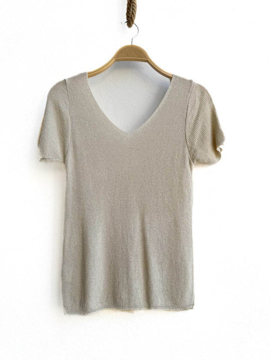 Top V Beige única