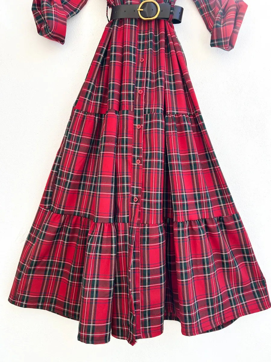 Vestido Largo de Cuadros