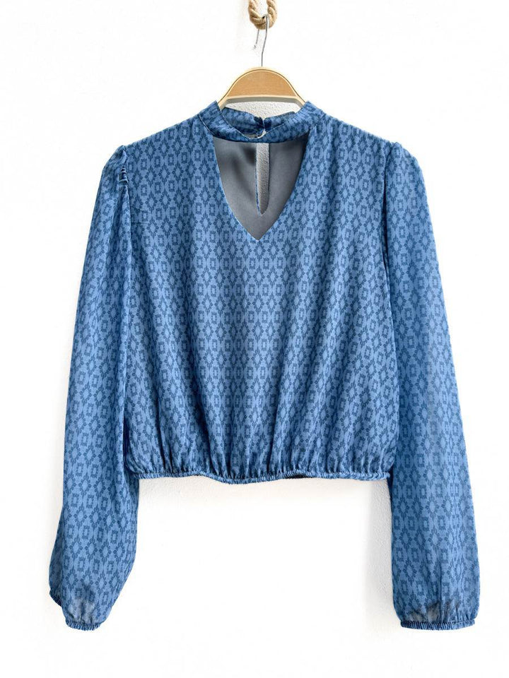 Blusa de Manga Larga con Estampado Geométrico, Disponible en Más Colores y Diseños