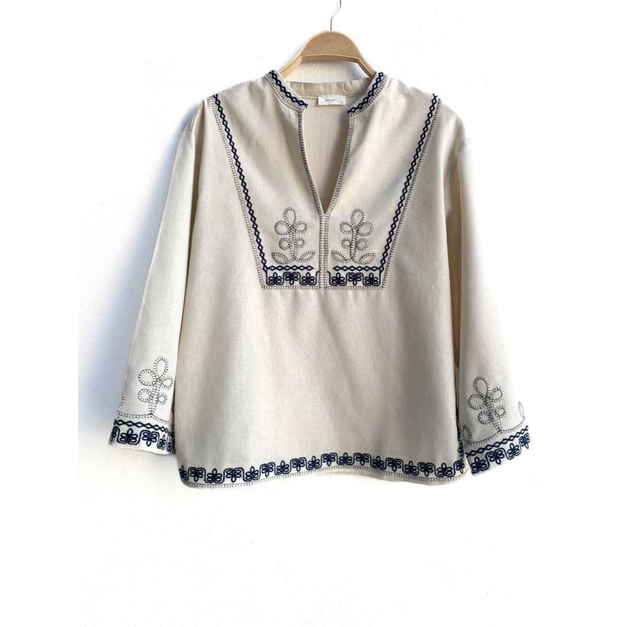 Blusa Rai Bordada Beige