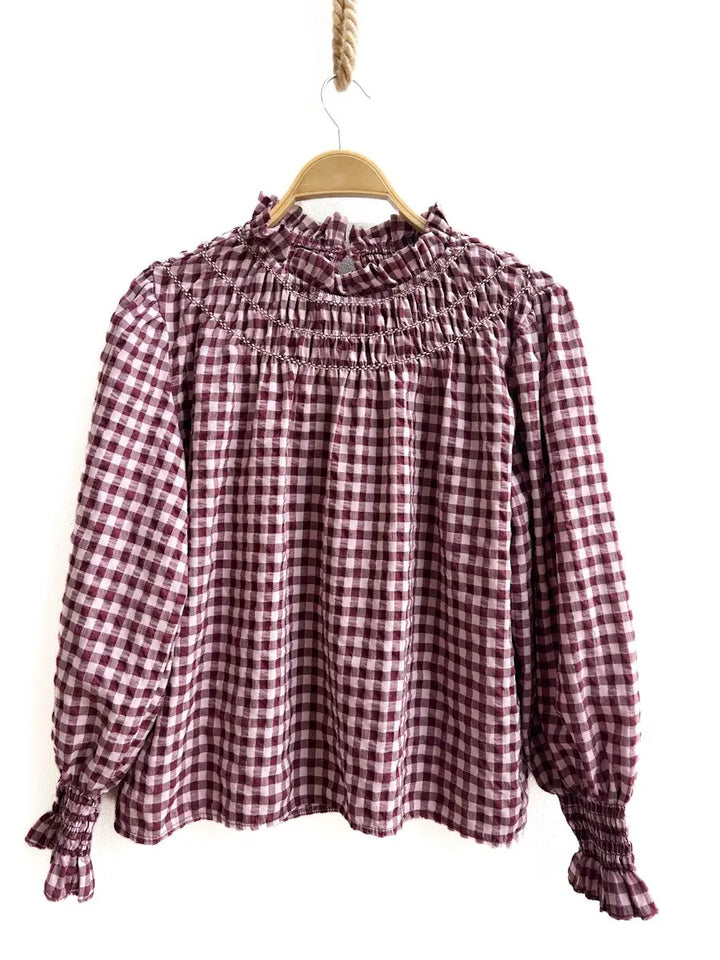 Blusa de Cuadros Burdeos única