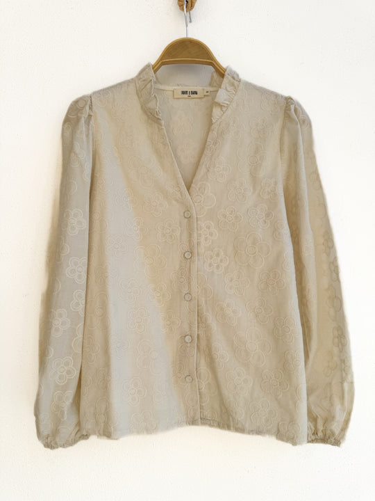 Blusa Bordada Flor 80372 Beige