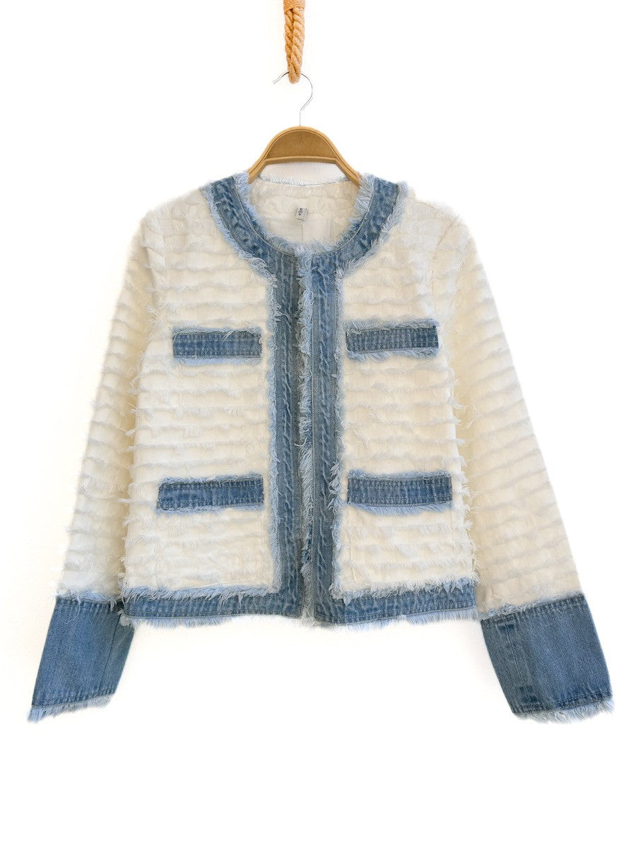 Chaqueta Tweed Denim 53205 Blanco