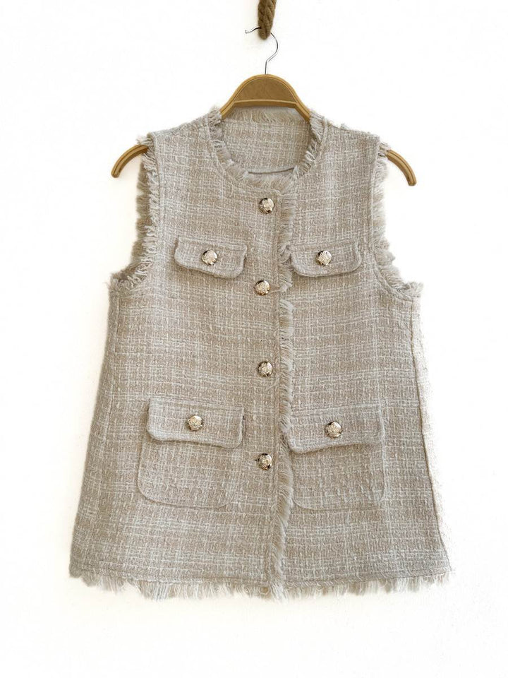 Chaleco de Tweed Beige única