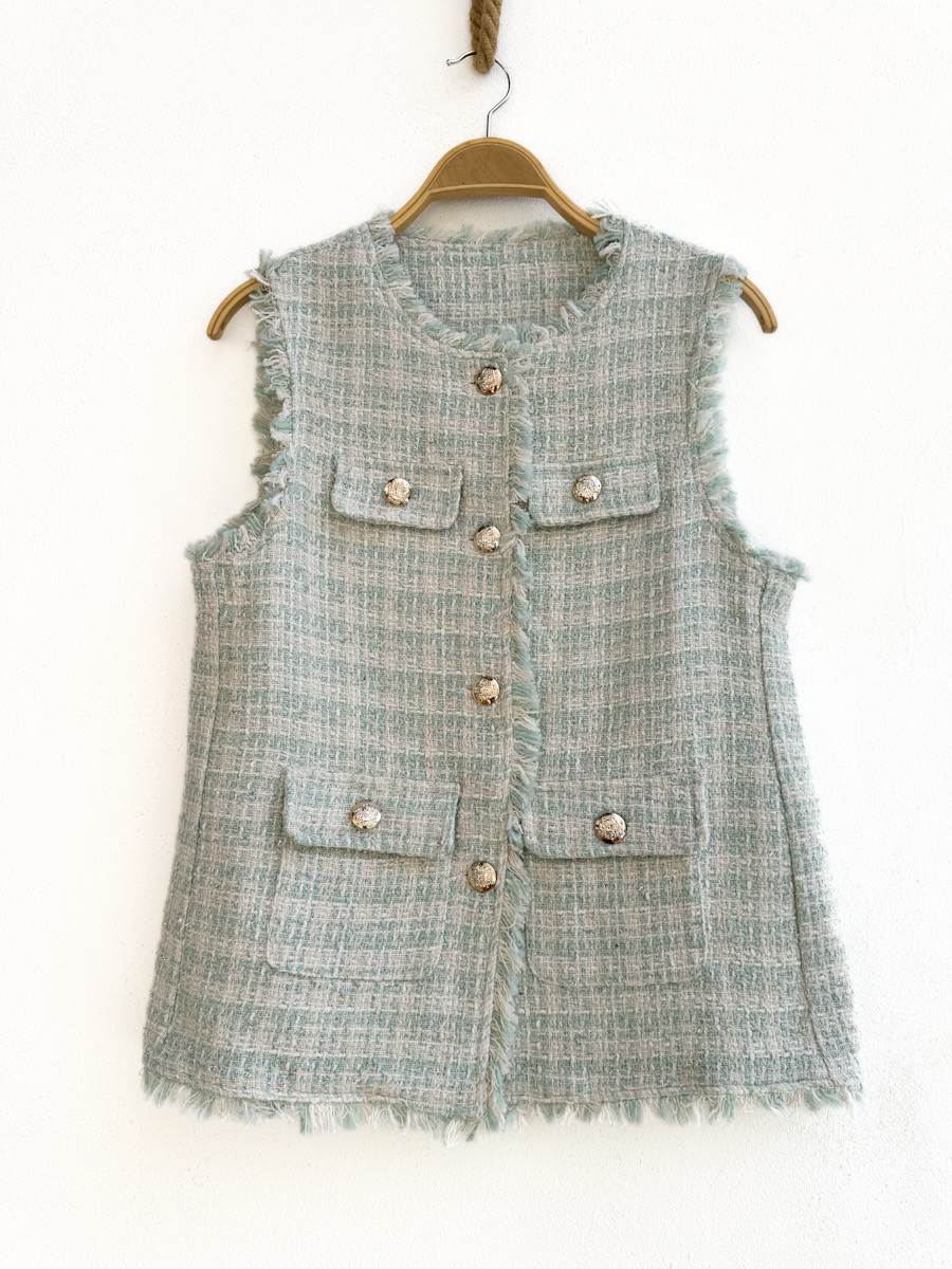 Chaleco de Tweed Verde única