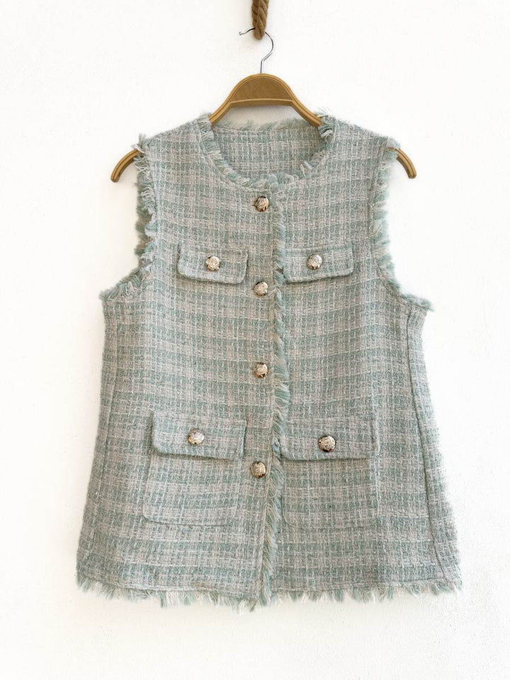 Chaleco de Tweed Verde única