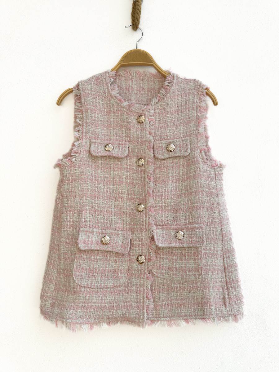 Chaleco de Tweed Rosa única