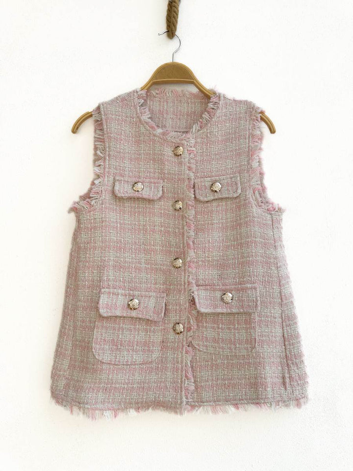 Chaleco de Tweed Rosa única
