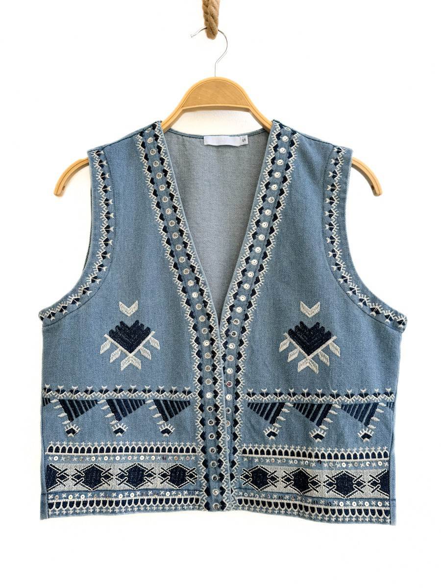 Chaleco Denim con Bordado Artesanal Azul