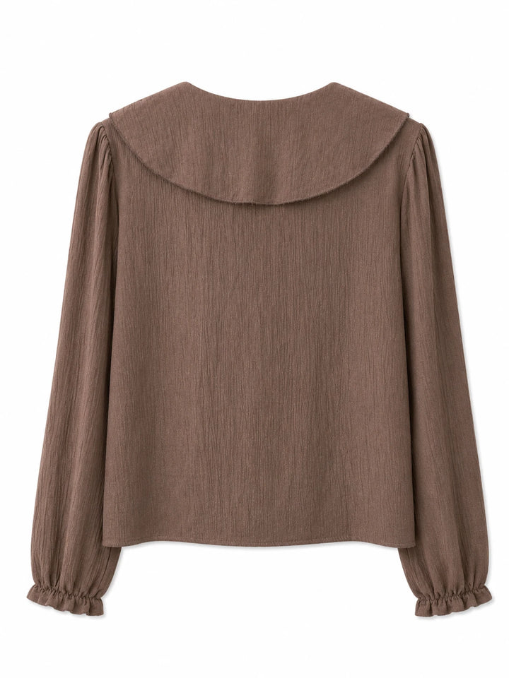 Blusa de Mujer con Volantes y Tachuelas, Escote en V y Manga Larga
