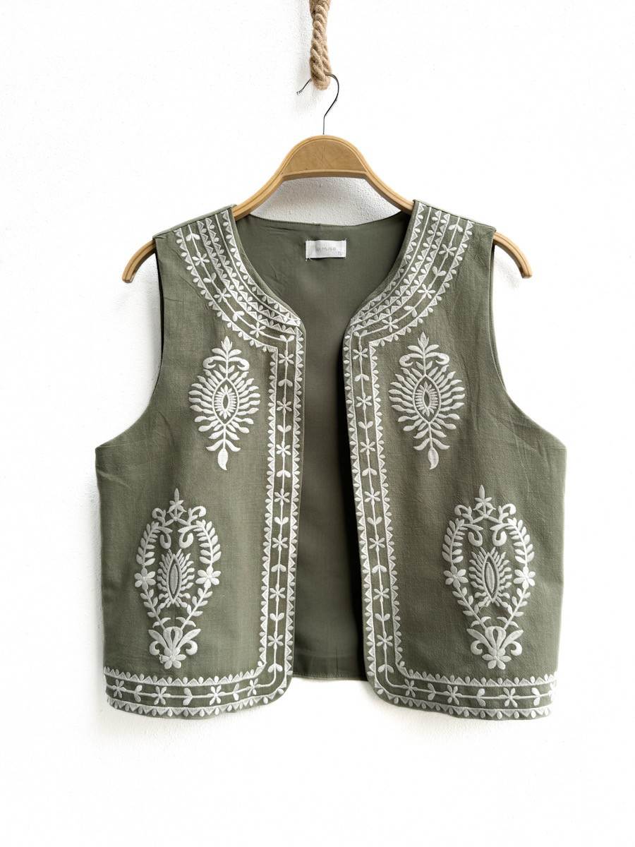 Chaleco Bordado FT756 Verde única