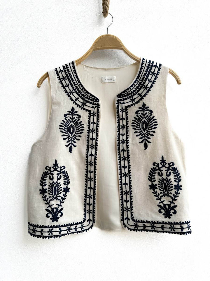 Chaleco Bordado FT756 Beige única