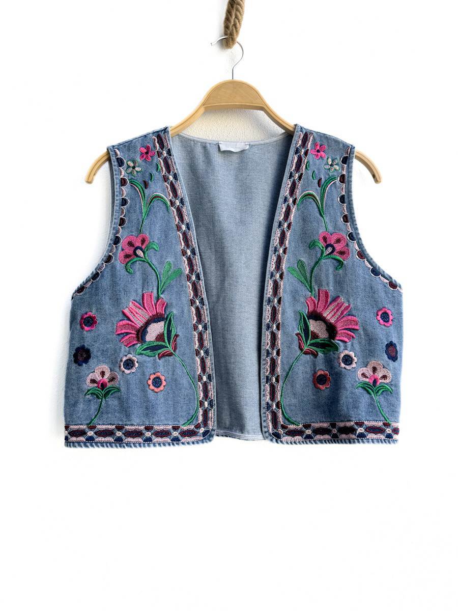 Chaleco Bordado ft777 Azul única