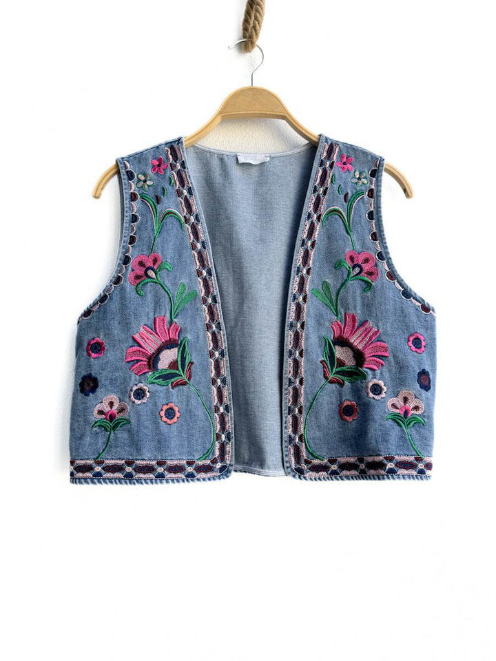 Chaleco Bordado ft777 Azul única