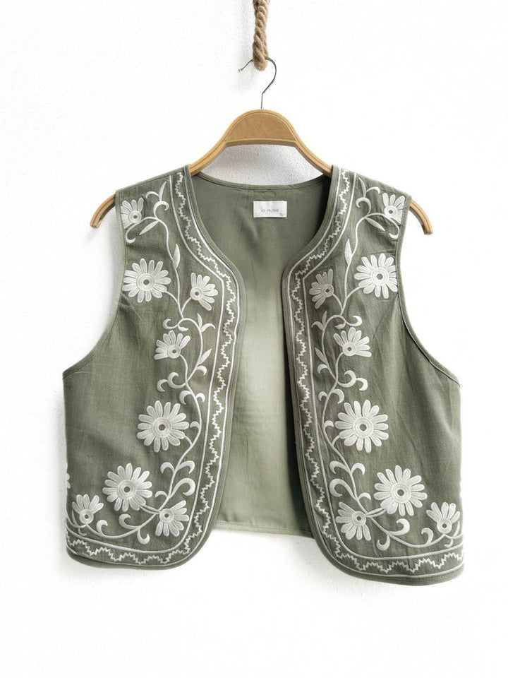 CHALECO CORTO BORDADOS FT781 Verde única