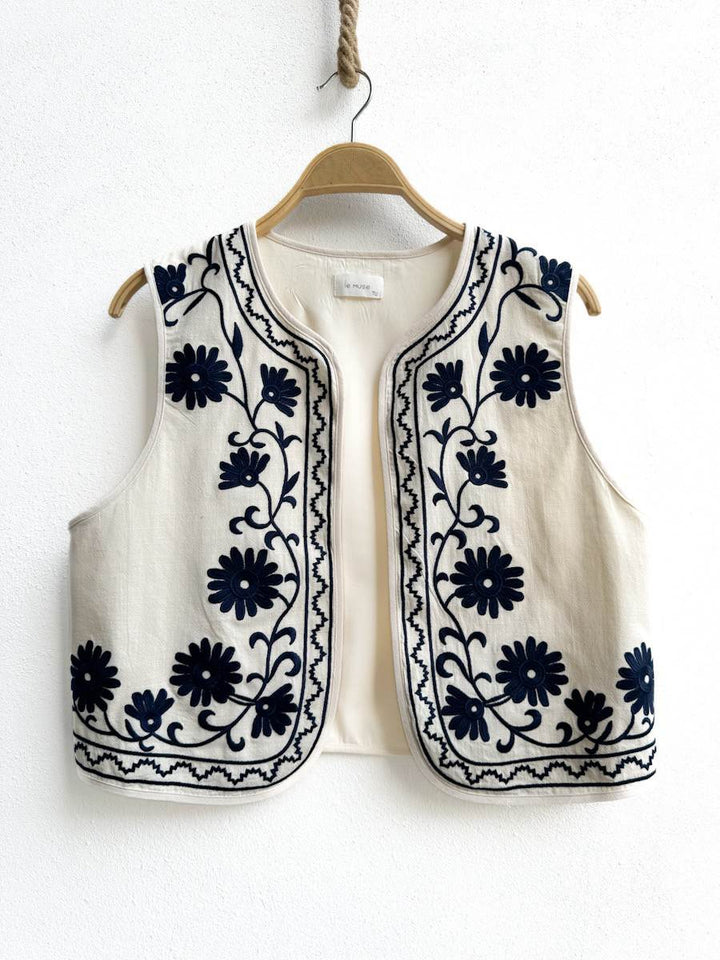 CHALECO CORTO BORDADOS FT781 Beige única