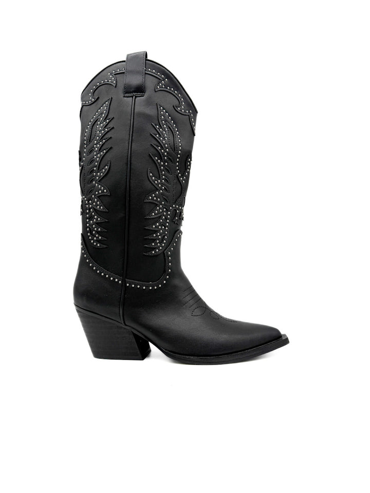 Bota Cowboy Negras con Tachas Detalles Elegantes Corina M 5801