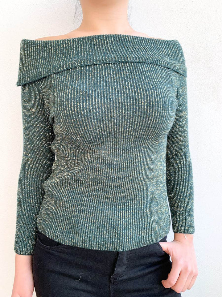 Jersey 0805 de punto con hombros al descubierto Verde