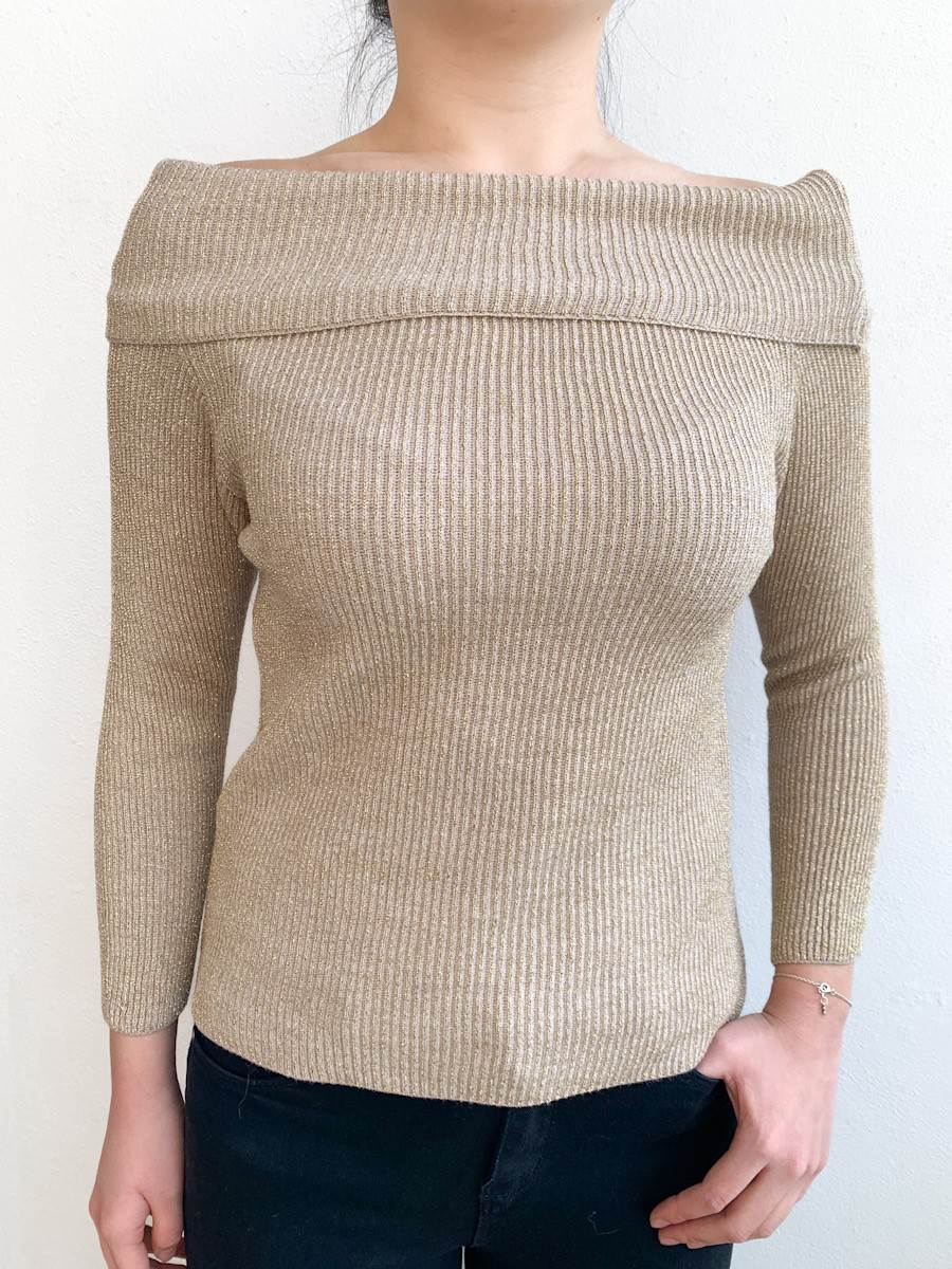 Jersey 0805 de punto con hombros al descubierto Kaki