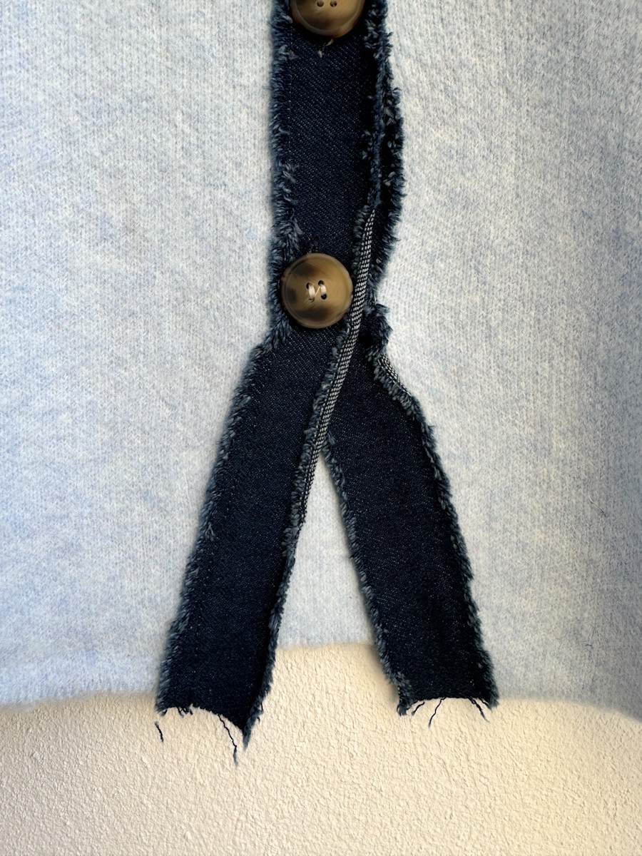 Cárdigan con Ribetes Azul Vaquero
