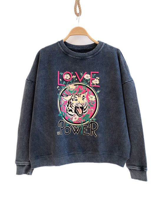 Sudadera Tigre rosa Gris única