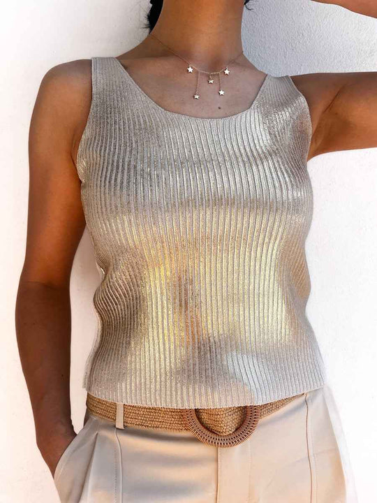 Top T1347 punto brillo Beige Única