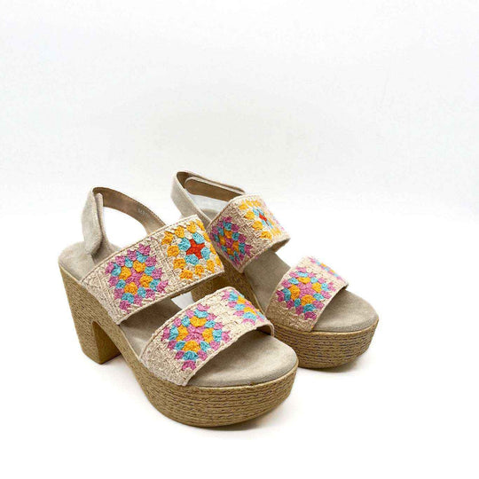 Sandalias Tacón Grueso Con Plataforma Para Mujer Beige