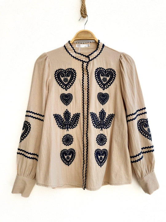 Camisa Bordada 4622 Beige