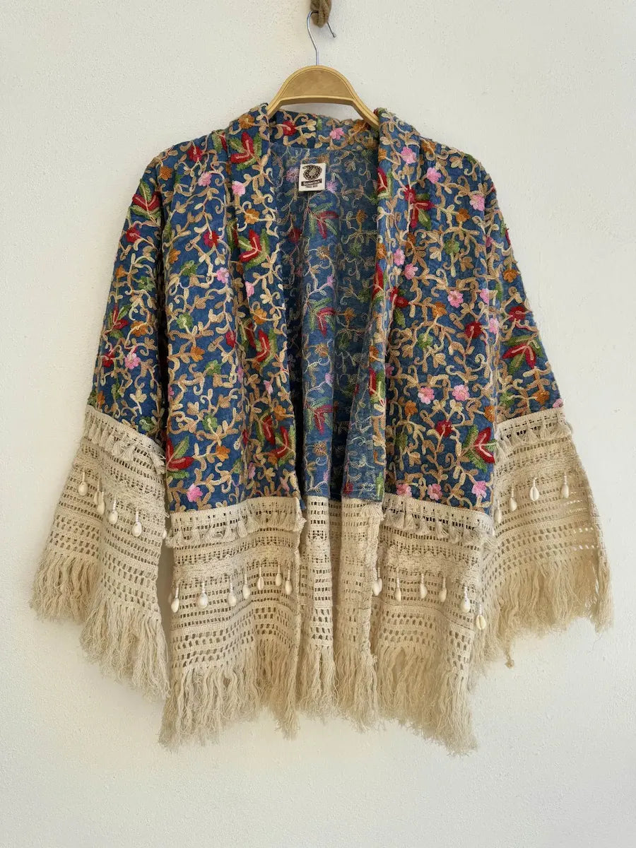 Kimono A11042 Boho Bordados MULTICOLOR única