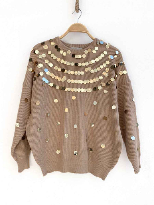 Jersey con lentejuelas para Mujer, Referencia 8310612 Beige Única