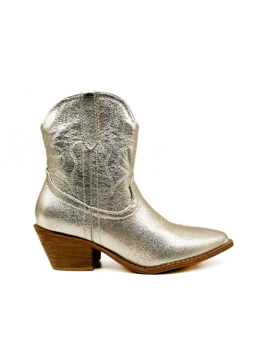 Botines Cowboy Metalizado Oro