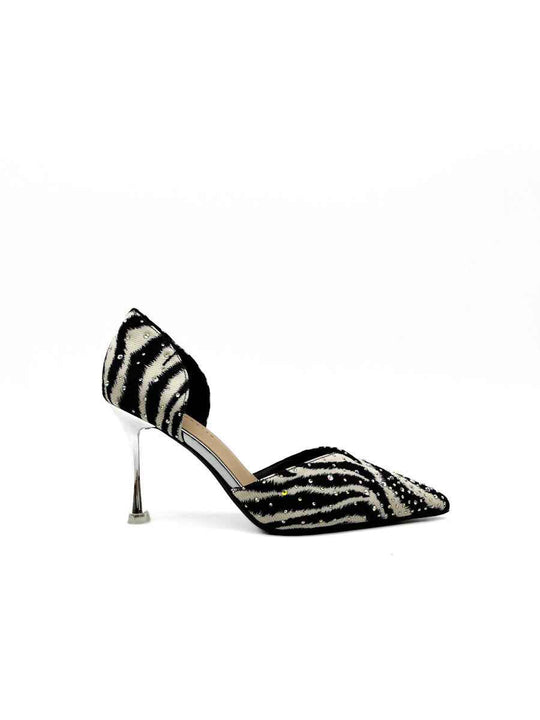 Stiletto Color Cebra con Brillos, Referencia 588361 Cebra