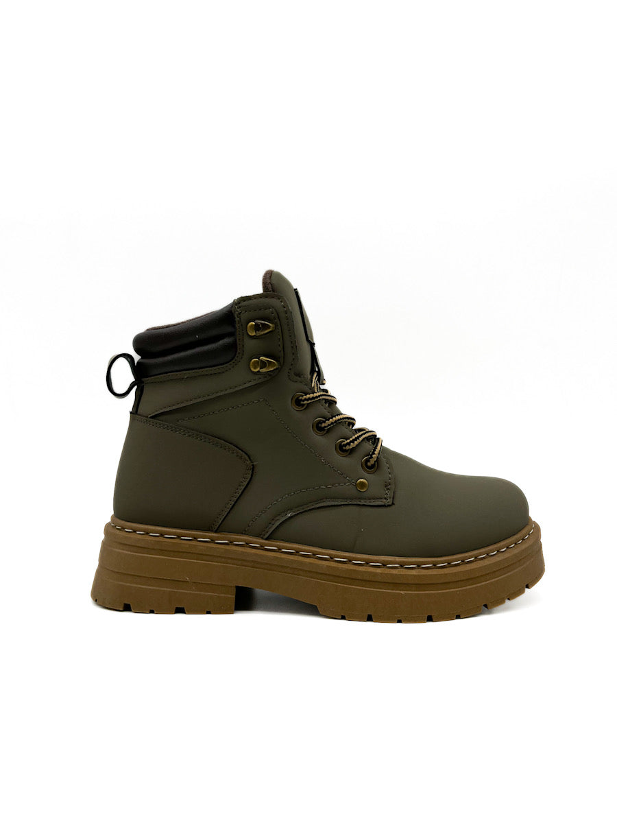 Botas Militares Con Plataforma de Mujer Verde