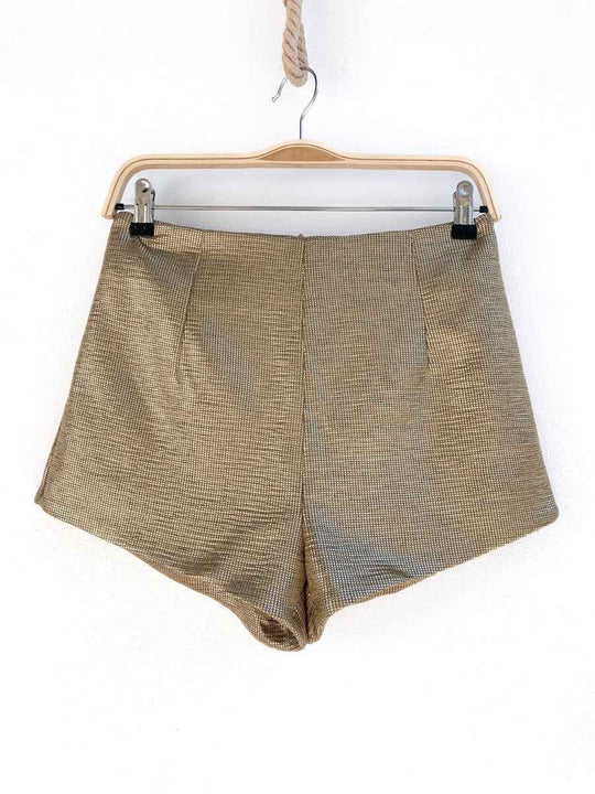 Shorts Oro Ajustados Mujer Estilo Formal Oro